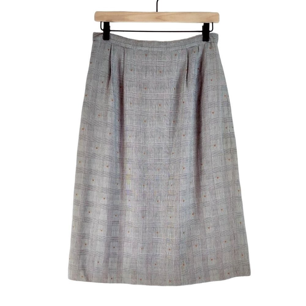 Pencil Skirt by SASSCO Black Gray Plaid Classic Career Office Lined
